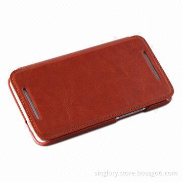 Mobile Phone Leather Cases Covers for HTC One/M7, Made of PC, Leather Texture Design